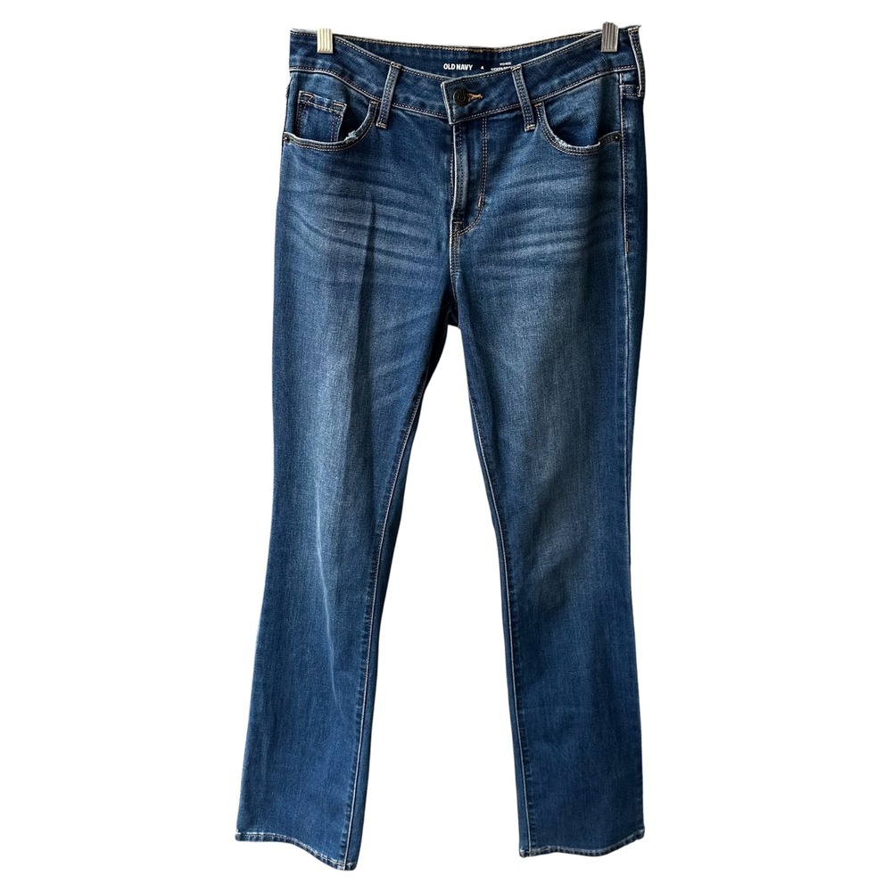Old Navy Jeans Pants Mid Rise Kicker Boot Cut Blue Wash Denim Casual Size 4